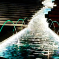 Fonte de salto para jardim externo com decoração LED