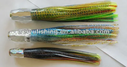 multi edge surface trolling lure head with squid skirt for Marlin Lure sport fishing