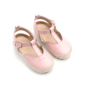 Sandálias de couro para bebês por atacado de ráfia sapatos femininos