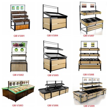 Wooden Fruits and Vegetable Gondola Shelf for Supermarket