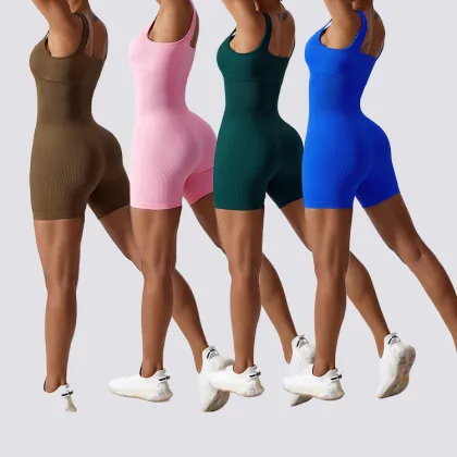 Wholesale Custom Anti-Wrinkle Hip Lift Gym Ribbed Yoga Suit Active Wear Set