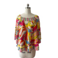 Colorful Abstract Waves Print Geometric Tunic Shirt Bright
