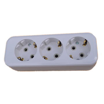 EU Standard 3-Way 2 Pin Extension Socket with Earth Switch Power Strip