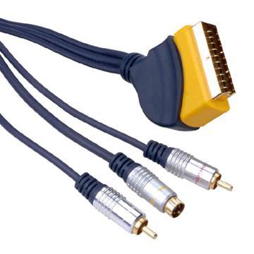 Dual Colour Moulded SCART to Two RCA Male Connector
