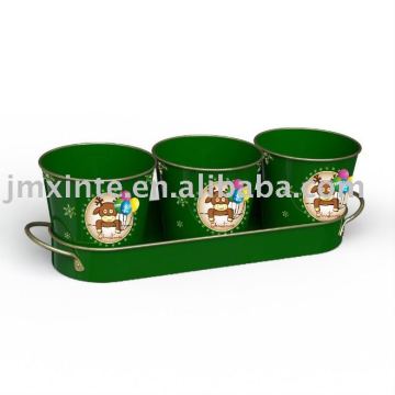 Christmas metal green flower pot