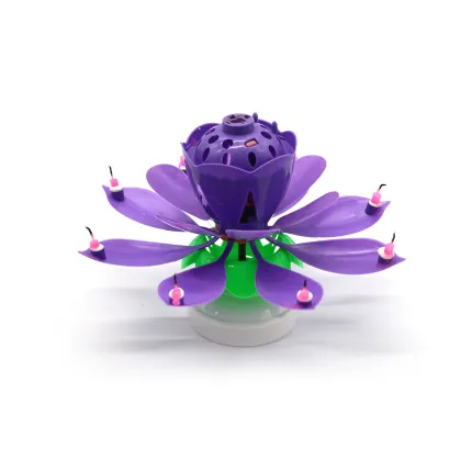 wholesale flower happy Birthday Lotus music rotating Candle