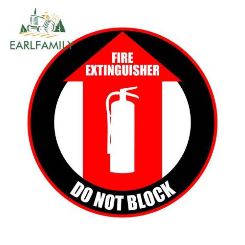 EARLFAMILY 13cm X 13cm for Fire Extinguisher Do Not Block Funny Car Stickers Car Accessories Laptop Motorcycle Waterproof Decals