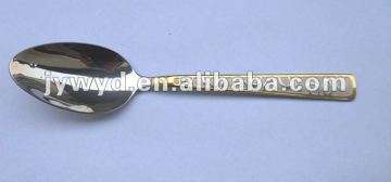 Newly design stainless steel dinner spoon with golden on handle