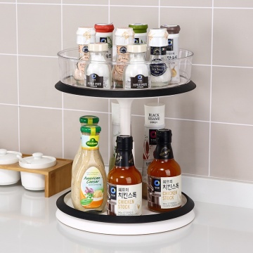 Plastic 2-Tier 360 Degree Rotating Kitchen Spice Organizer for Pantry Storage