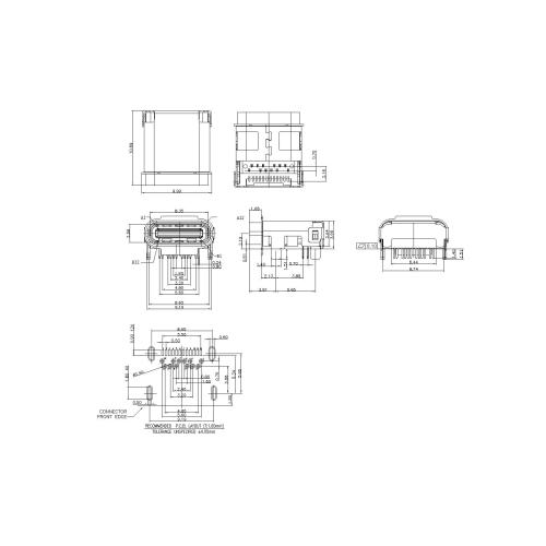 24P Female Waterproof 90° SMT for back