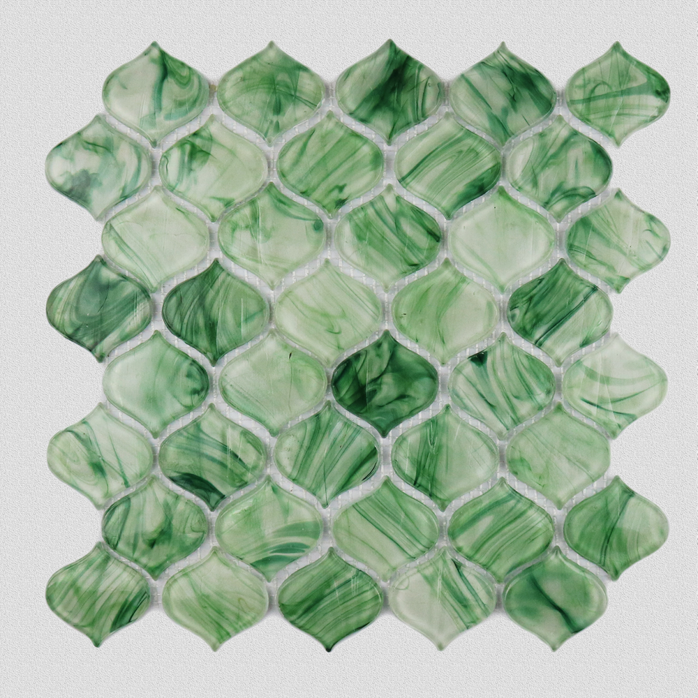 Mosaïque de luxe en verre irrégulier Cuisine Green Wall Carrelage