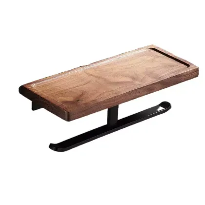 Walnut Solid Wood Bathroom Tissue Box Storage Rack