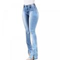 Skinny Ripped Bell Bottom Jeans for Women