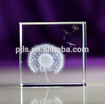 Glass block Crystal Block with 3d laser for flower