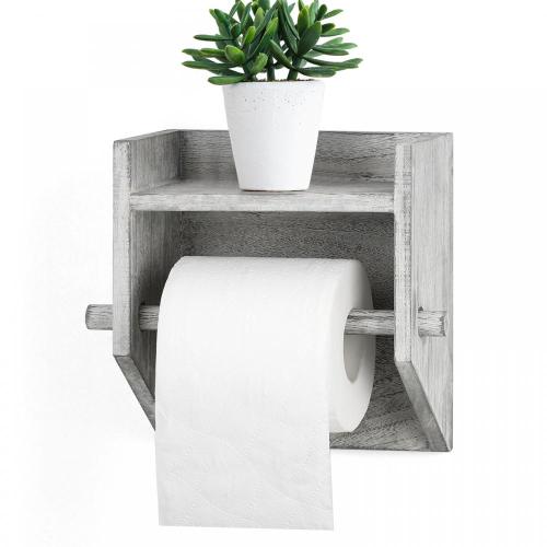 Wall Leaning Bathroom Toilet Paper Holder with Shelf