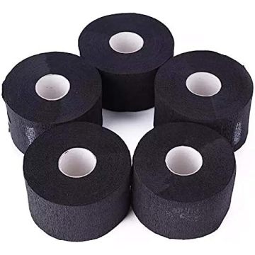 Black Disposable Barber Neck Strips - Flexible, Water Resistant, Self-Adhering Paper Neck Strips for Salon Haircutting