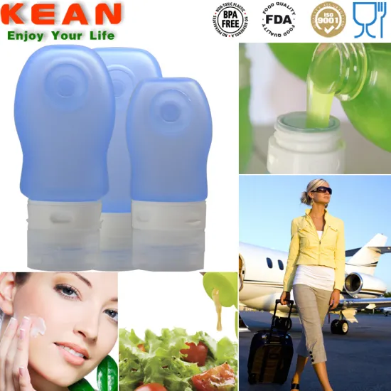 china manufacturer reusable portable silicone travel bottle/travel cosmetic bottle set