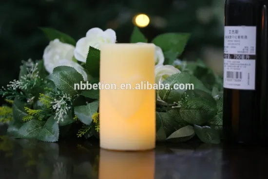 wedding gift flameless carving led wax candles with heart yellow flicker flameless led candles led pillar wax candles
