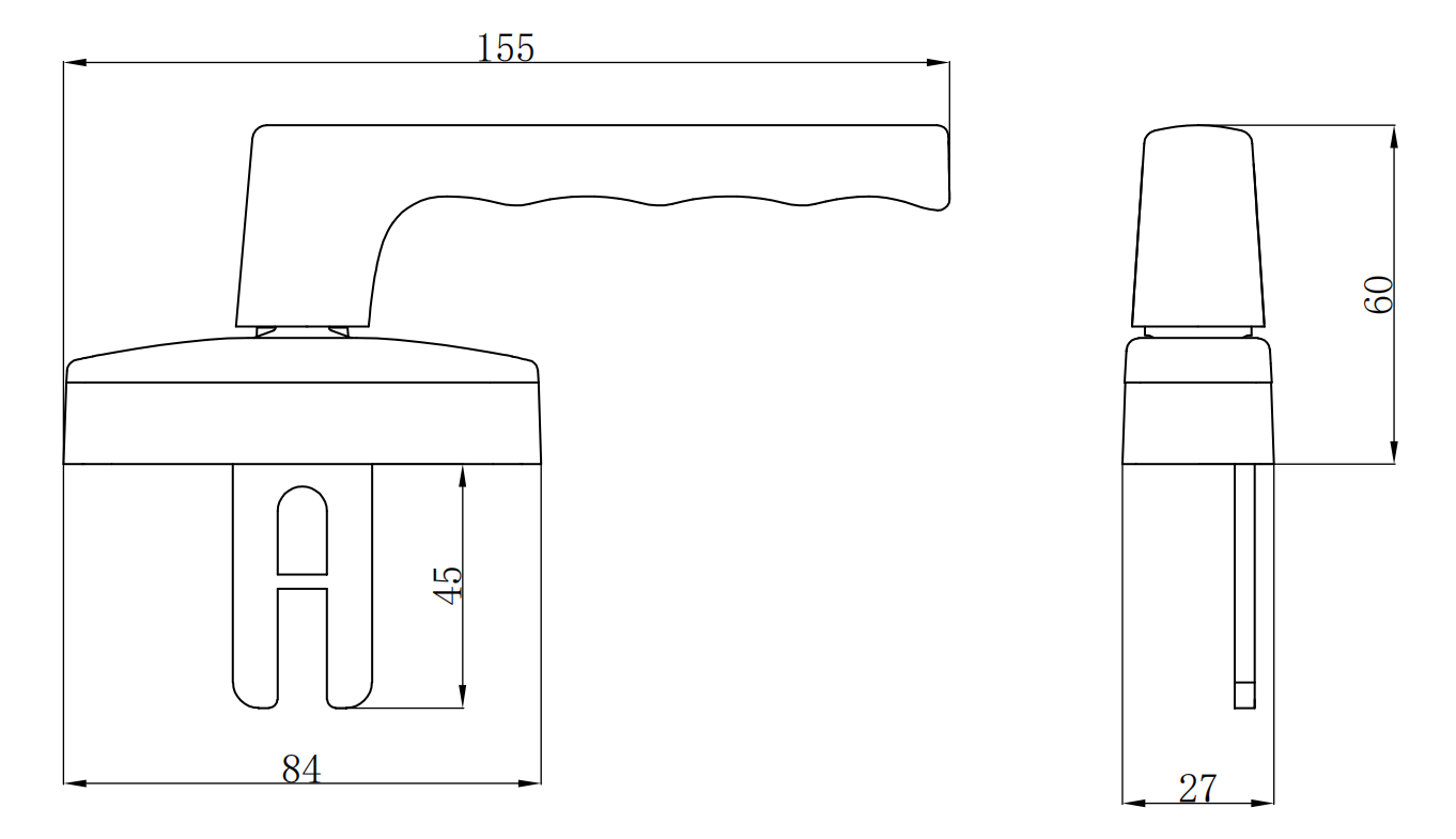 Aluminum casement window handle applied on window frames