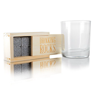 Granite Ice Stones Whisky Stone Royal Decanter Gift Set with 4 Glasses & Etched Globe