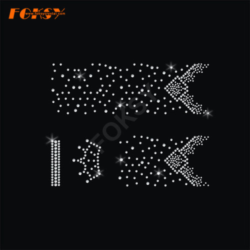 Crown Cheer Bow Strips Rhinestone Transfer Motif