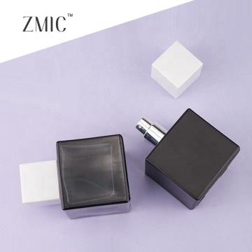 Matte Black and White Square 50ml Luxury Glass Perfume Bottle with Box
