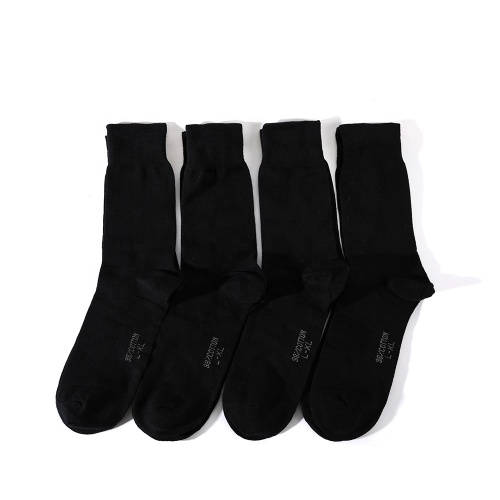 Quality assurance size optional four season wear business mens crew official black socks 100% cotton