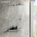 Jasupi Newest design Bathroom copper White concealed shower set rain shower without slide bar