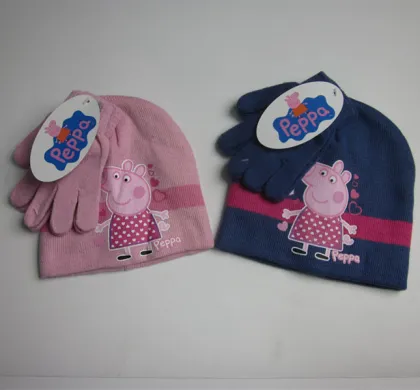 Hot Sale Children Peppa Pig Hat Gloves