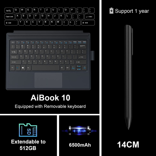 Abnehmbarer Laptop 2-in-1 Touchable Notebook Windows Tablet