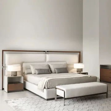 Modern Leather King Bed with Solid Wood Upholstery