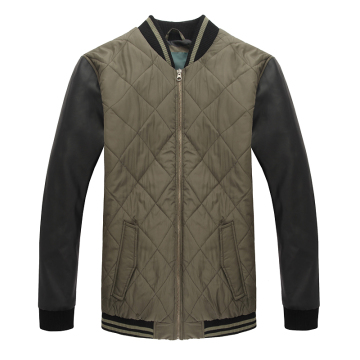 Men with Quilted PU Stitching Jacket