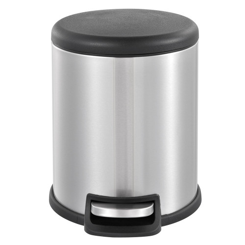 Brushed Stainless Steel Kitchen Garbage Can Round Step