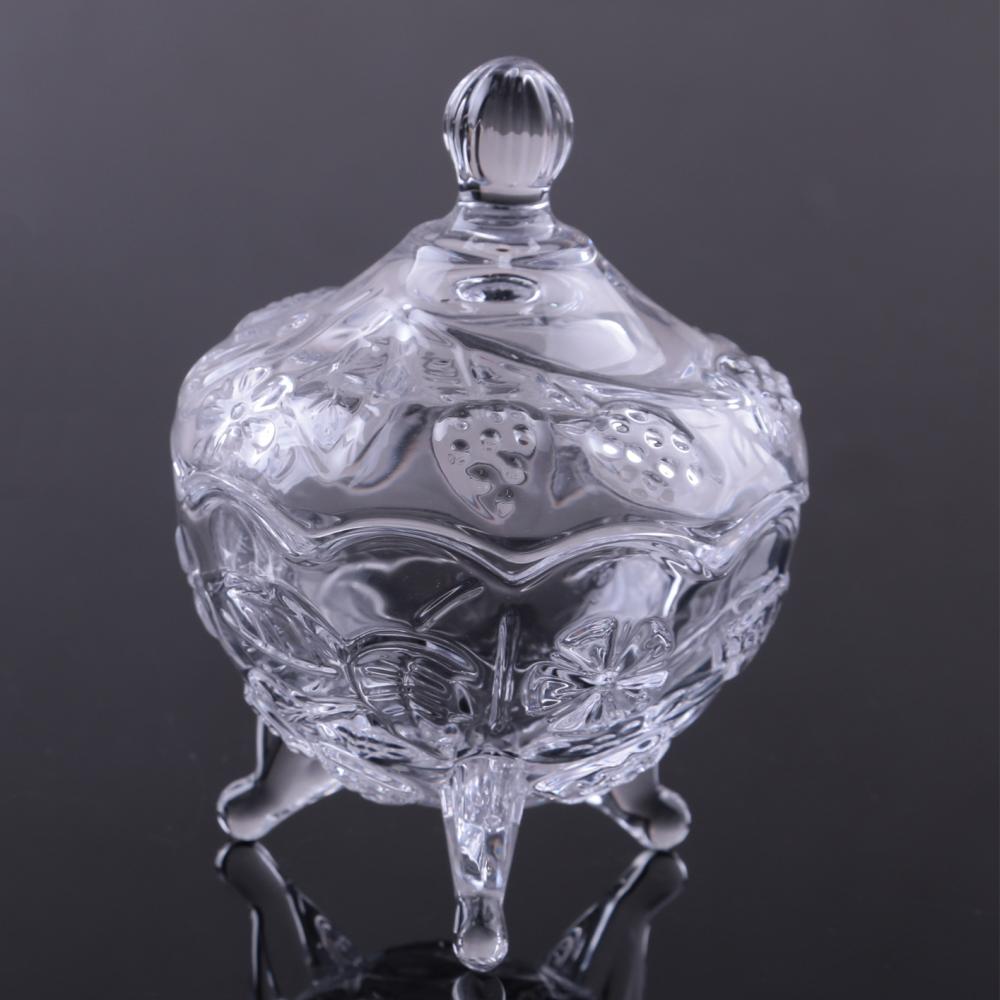 Br 1530 Crystal Glass Candy Jar With Foot Glass Candy Jar Glass Sugar Pot