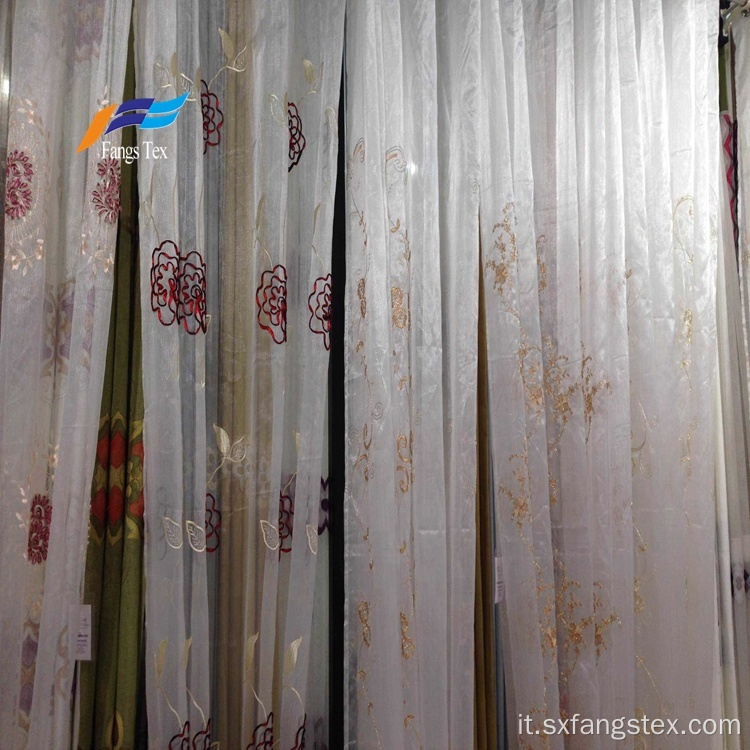 Tenda in voile per finestre in tessuto ricamato di fabbrica tessile