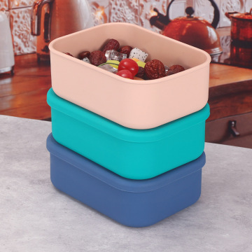 Customized Thin Square Kids Silicon Bento Box - BPA kostenlose Leckdosenbox