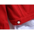 Chaqueta de mezclilla roja para hombre rentable personalizada