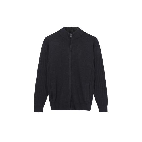 Cardigan tricoté avec poche à manches côtelées et zip intégral pour hommes