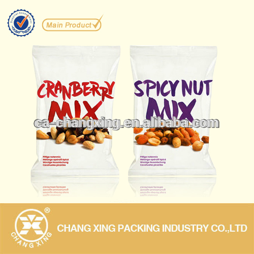 White finish back sealed plastic spicy nut packaging bag