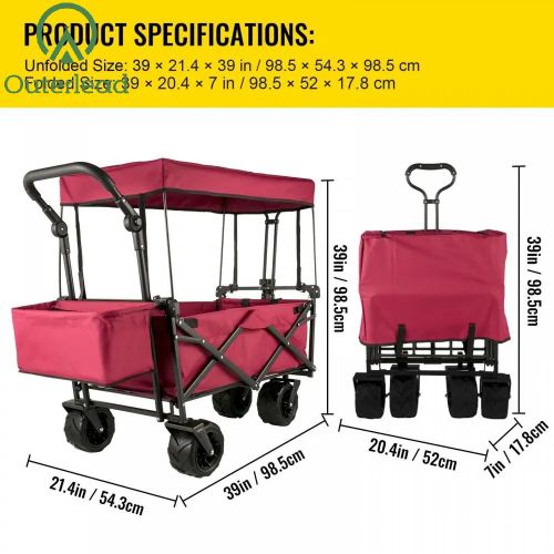 fold up wagon with canopy Garden Cart w/Canopy, Wheels & Rear Storage-Multi-functional Manufactory