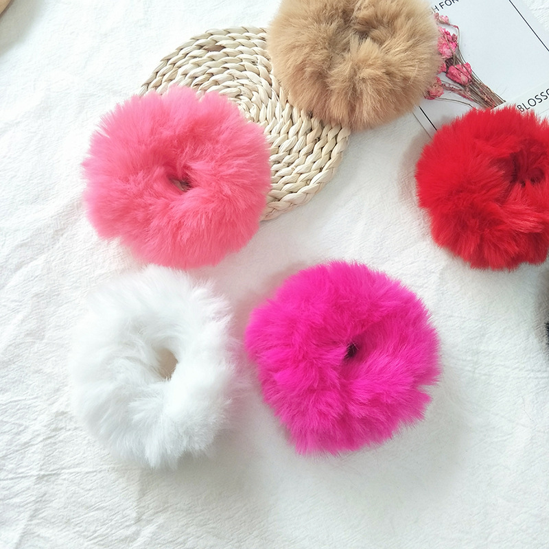New Solid Color Girls Plush Scrunchie Hair Rope Women Ponytail Holder Rubber Band Elastic Hair bands Hair Ring Hair Accessories