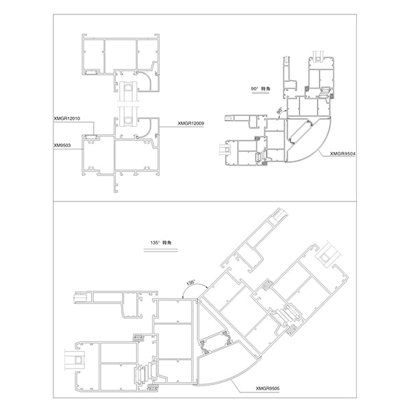 Aluminum XM95 Casement Window Assembly Structure