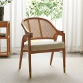 Silla de comedor clásica moderna con respaldo de ratán contemporáneo