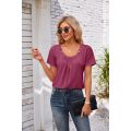 Button woman t shirt Casual Short Sleeve
