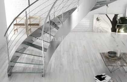 stainless steel glass step spiral stair