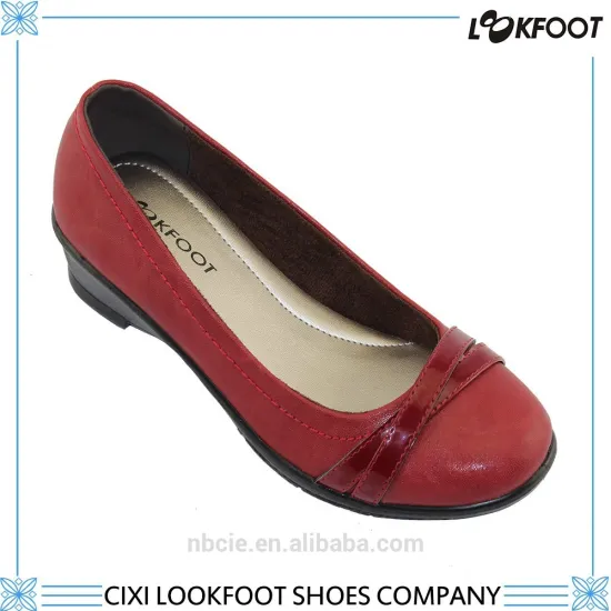 2015 new style high quality red pu upper lady flat shoes