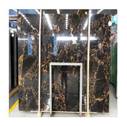 Michael Angelo Black Gold Polished Marble Slabs for Wall and Floor Tiles