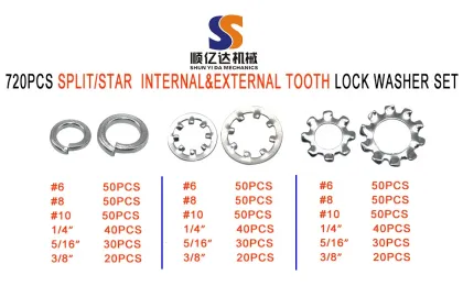SYD-1043: Comprehensive 720PCS Spring Steel Star Lock Washer Set