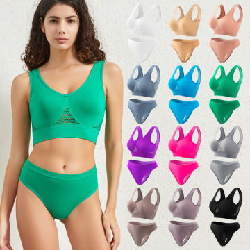 Plus Size Women's Sport Yoga Underwear: Bra and Brief Set, Seamless Panties for Girls