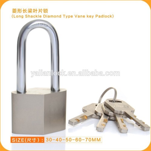 2015 New Style Nickle Plated Long Shackle Rhombus Padlock